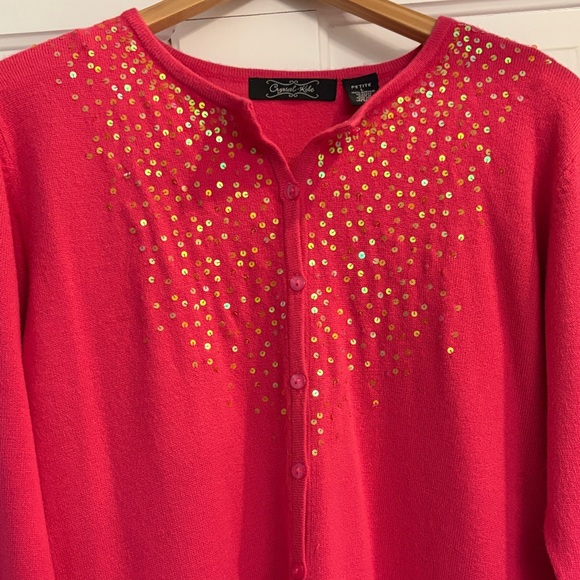 Women's Pink Cardigan with Accents - Picture 3 of 5